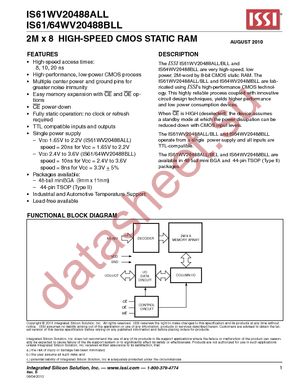 IS61WV20488BLL-10MLI datasheet  